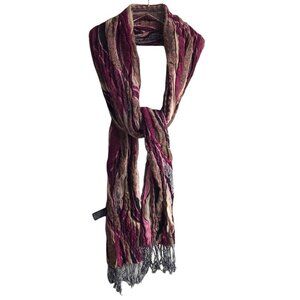 Knit Fringed Scarf Multicolor Thick Textured Woven Knit Warm Cozy Winter Wrap